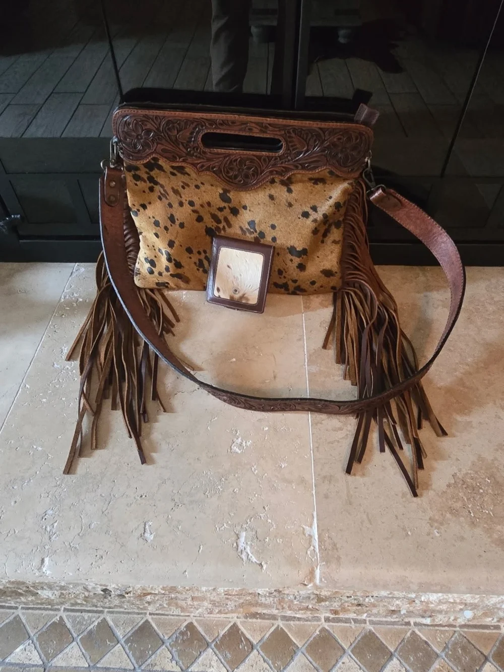 Western Fringe Cowhide Shoulder Bag in Brown